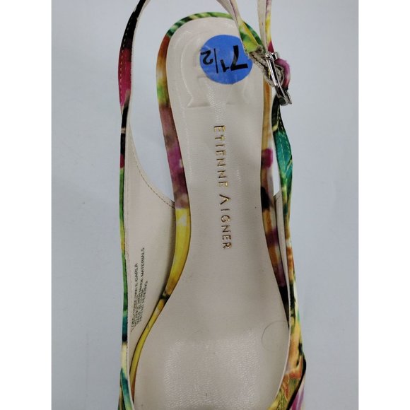 Etienne Aigner E-Darla Floral Slingback, Peep-toe Size 7.5 with 3in. Heels - Picture 4 of 8